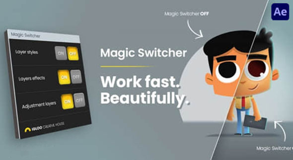 快速打开关闭效果图层样式和调整图层AE脚本 Magic Switcher V1.0