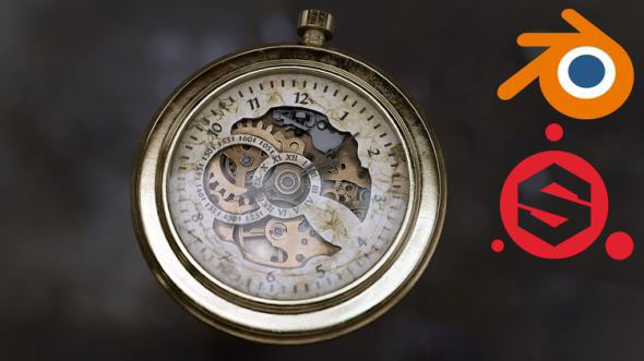 Blender/Substance Painter怀表建模材质教程+英文字幕