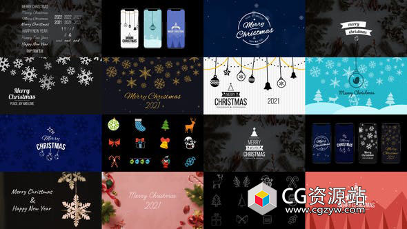 AE模板-圣诞文字标题背景动画元素 Christmas Pack – Titles, Backgrounds & Elements