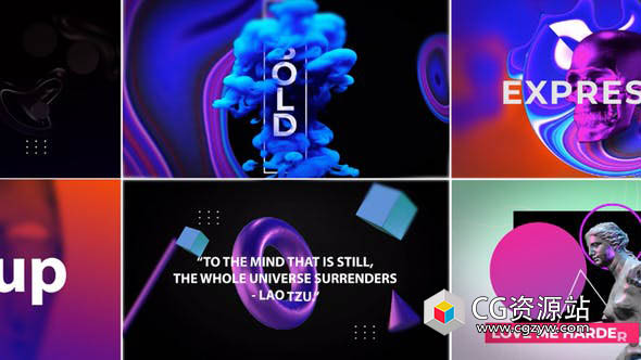 AE模板-6个炫酷多彩文字排版标题动画 Abstract Titles V5 Confusion