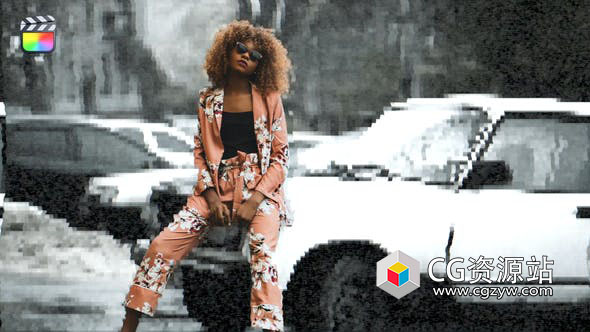 FCPX插件-12个时尚主体故障遮罩过渡视频转场 Glitch Mask Transitions