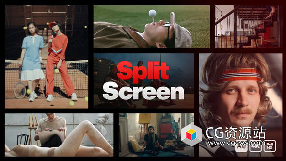 AE模板-独特多屏幕照片拼贴分屏介绍 Split Screen Intro