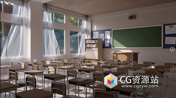 Blender完整三维课堂环境建模材质渲染教程+中英文字幕