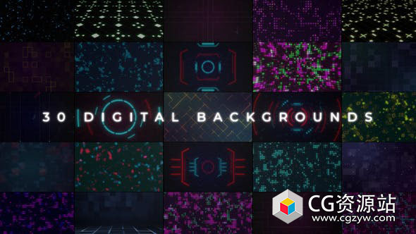 AE模板-30个抽象循环科技感背景动画 Digital Backgrounds