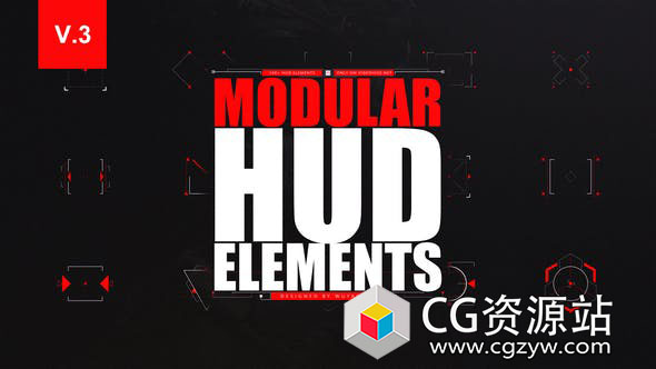 AE模板-100+科技感线条线网格标注字幕HUD元素动画 Modular HUD Elements