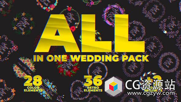 AE模板-花卉装饰婚礼标题照片视频幻灯片