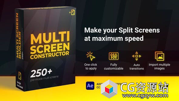 AE模板脚本-250+多屏幕照片视频拼贴分屏介绍 Multi Screen Constructor