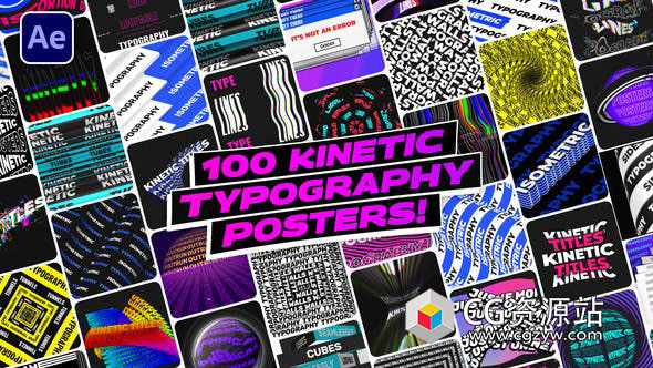 AE模板-100组创意海报循环文字标题排版宣传动画 100 Kinetic Typography Posters