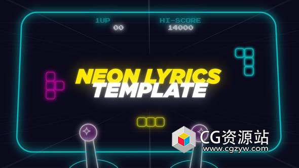 AE模板-21组手绘图形元素霓虹歌词音乐视频模板 Neon Lyrics Template and Elements