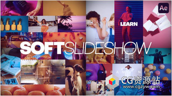 AE模板-多屏图片视频文字宣传片头 Soft Slideshow