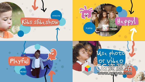 FCPX插件-多彩有趣可爱卡通儿童视频包装片头 Colorful Fun Slideshow