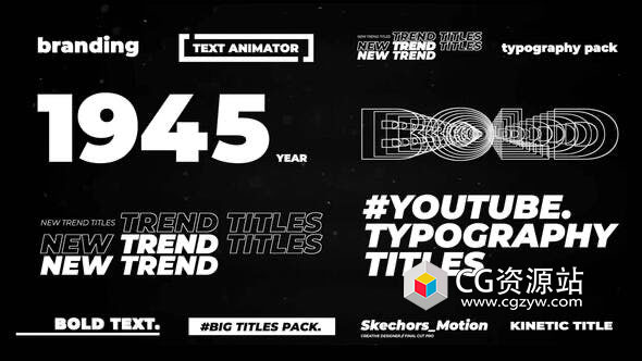 FCPX插件-12组现代版式文字标题动画 Modern Typography Titles