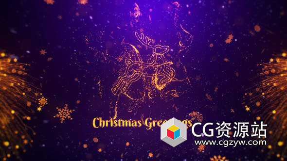 AE/PR模板-魔法金色粒子雪花元素圣诞新年节日祝福动画 Christmas Greetings Mogrt