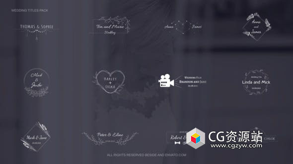 PR预设-12组创意花卉鲜花浪漫婚礼标题包 Wedding Titles Pack | Premiere Pro