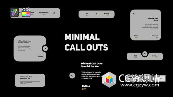 FCPX插件-简约标注标题指示说明文字标题动画 Minimal Call Outs