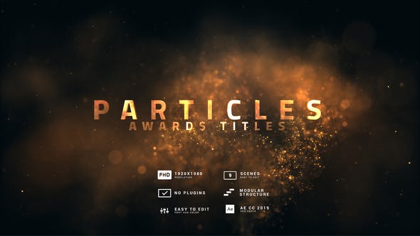 AE模板-流动金色粉尘粒子颁奖典礼文字标题开场片头 Particles | Awards Titles