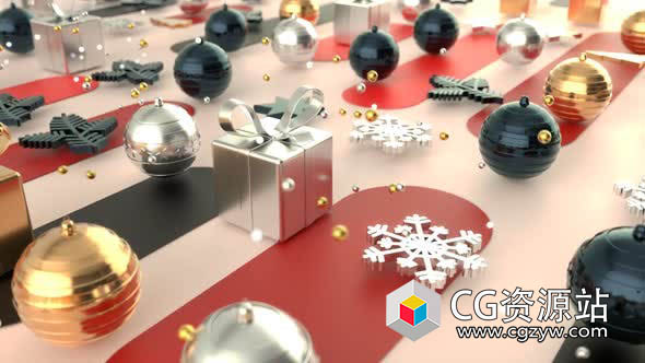 三维圣诞元素抽象艺术背景视频素材
