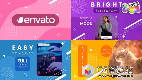 FCPX模板-多彩时尚流体图形包装片头动画 Fresh Liquid Slideshow