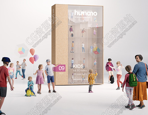 儿童生活运动跑步走路玩耍高质量3D模型-图片1