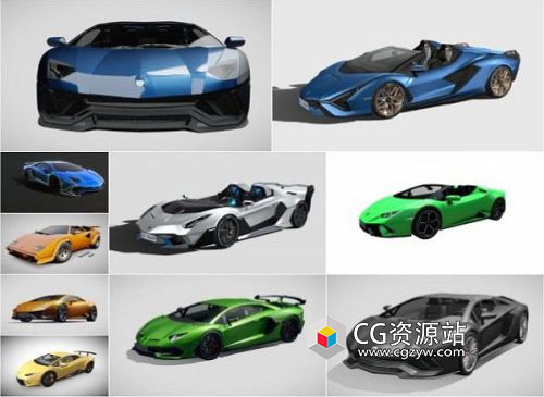 14组兰博基尼汽车系列3D模型 2019-2022 (FBX)