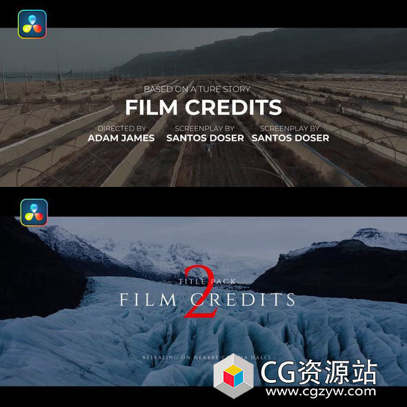 达芬奇插件-64组电影片头片尾预告片文字标题动画预设 V1+V2