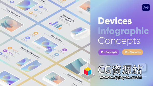 AE模板-手机平板电脑设备信息图表数据展示动画 Device Infographics