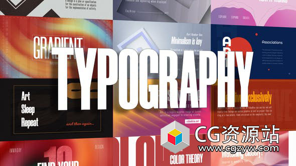 AE模板-12个优雅抽象背景大文字标题排版动画 Big Typography