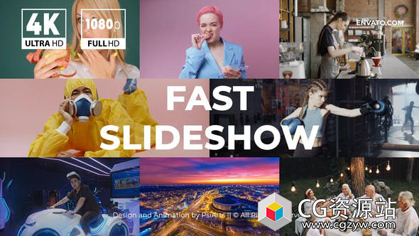 AE模板-时尚城市旅行照片视频快闪片头 Fast Slideshow