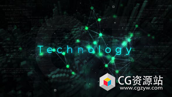 AE模板-三维科技感点线粒子文字标题动画 Abstract l Technology Titles