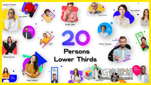 AE模板-20组人物介绍肖像人名字幕条动画 20 Person Introduction Lower Thirds