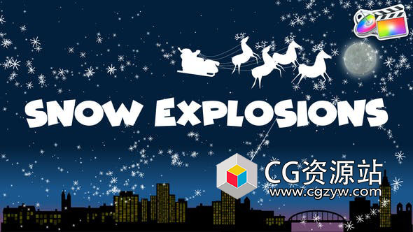 FCPX插件-卡通魔术粒子雪圣诞节元素动画片头 Magic Snow FX Pack