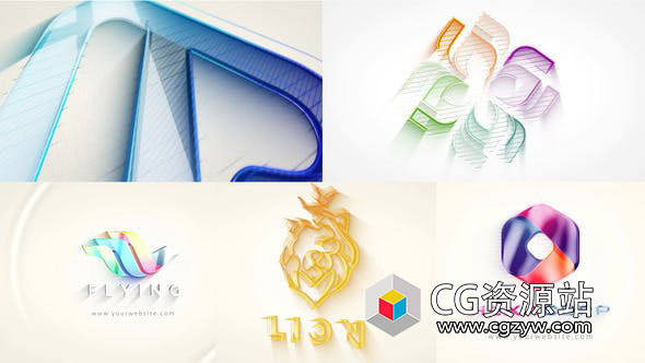 AE模板-5种干净闪亮几何形状光泽面logo动画 Clean & Minimal 5in1 4K Logo