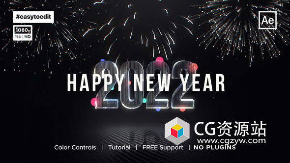 AE模板-新年10秒倒计时粒子烟花开场 New Year Countdown Opener
