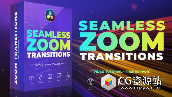 达芬奇模板-147个无缝缩放冲击旋转视频转场预设