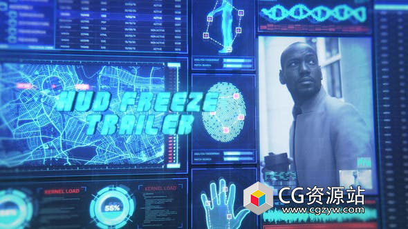 AE模板-科技感HUD视频人物定格预告宣传片头 HUD Technology Freeze Frame Trailer