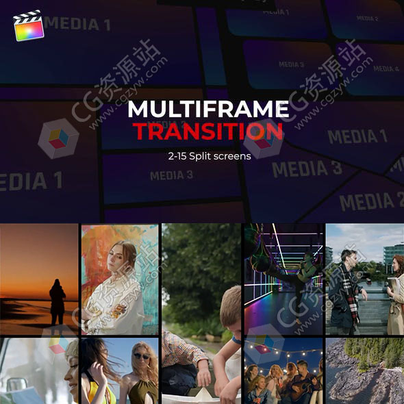 FCPX插件-15种多屏视频分屏组合视频转场动画预设