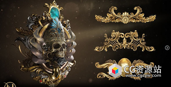 50组金属质感复古装饰3D模型和贴图