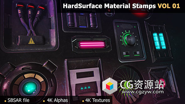 15组Substance硬表面雕刻图章工具纹理 sbsar格式-图片1