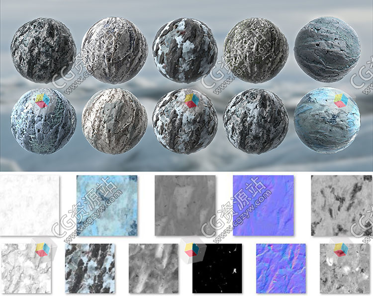 10种冬季冰雪冰川无缝PBR纹理材质包-图片2