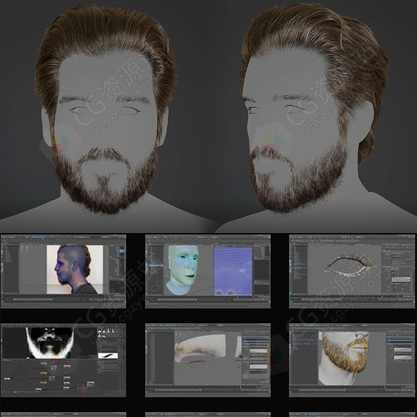 使用Xgen制作男性面部毛发头发Maya视频教程