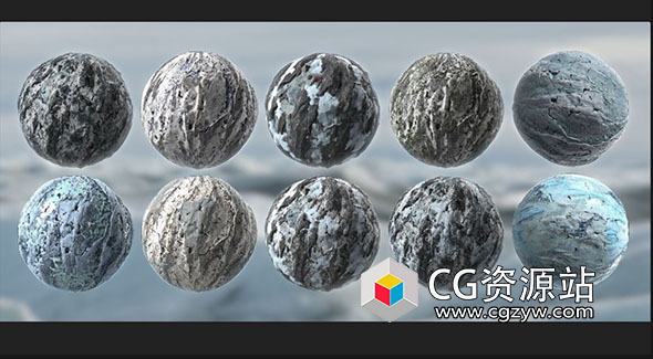 10种冬季冰雪冰川无缝PBR纹理材质包-图片1