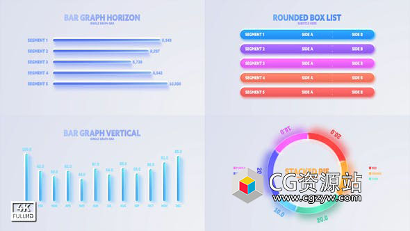 AE模板-简单时尚条形信息数据图表统计动画