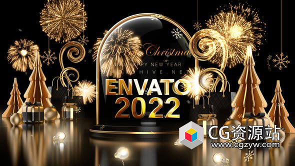 AE模板-节日烟花圣诞新年10秒倒计时片头 Happy New Year