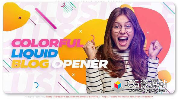 AE模板-时尚多彩流体图形博客介绍片头 Colorful Liquid Blog Opener