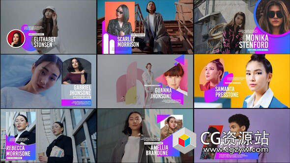 PR模板- 9组图片人物介绍人名字幕条动画 Big Image Lower Thirds V2