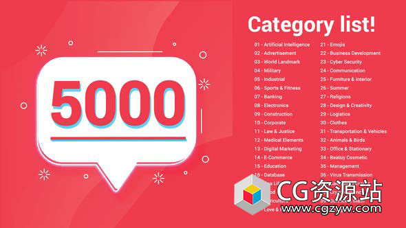 AE模板-5000个图标包Icons动画│100个类别-图片1