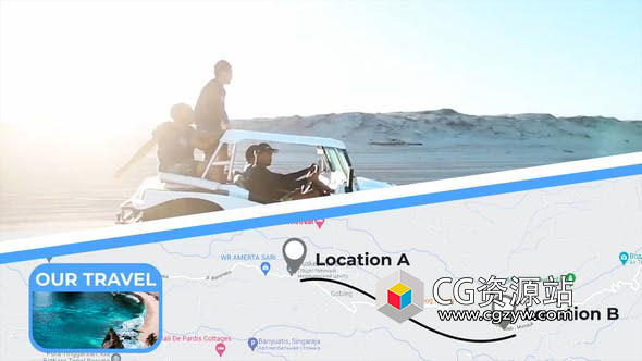 AE+FCPX模板-旅游地图定点路径连线展示动画