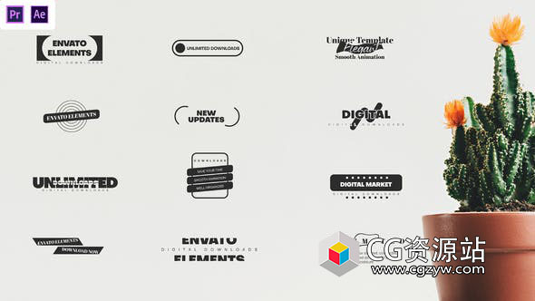 AE+PR模板-12种文字标题排版字幕动画 Titles | Clean Corporate Slots V.3