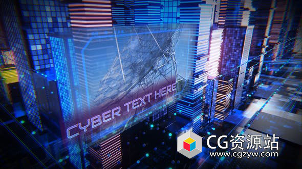 AE模板-赛博朋克城市幻灯片照片视频片头 Cyberpunk City