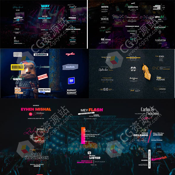 AE模板-60组4K创意独特文字标题排版字幕动画预设 5套